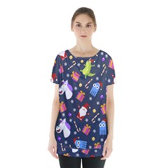 Colorful Funny Christmas Pattern Skirt Hem Sports Top by Uceng