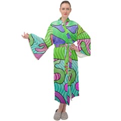 Colorful Stylish Design Maxi Velour Kimono by gasi