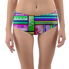 Colorful Pattern Reversible Mid-waist Bikini Bottoms by gasi
