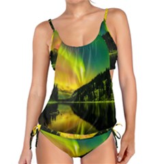 Scenic View Of Aurora Borealis Stretching Over A Lake At Night Tankini Set by danenraven