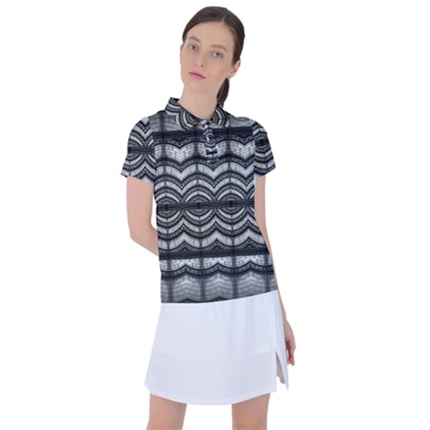 Abstract Geometric Collage Pattern Women s Polo Tee by dflcprintsclothing