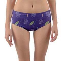 Seamless Pattern Floral Background Violet Background Reversible Mid-waist Bikini Bottoms by artworkshop