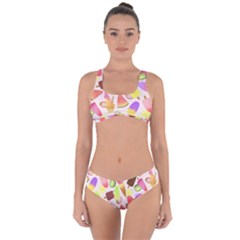 Ice Cream Pattern Piink Criss Cross Bikini Set by PaperDesignNest