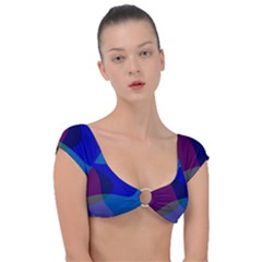 Blue Abstract 1118 - Groovy Blue And Purple Art Cap Sleeve Ring Bikini Top by KorokStudios