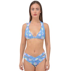Abstract Stylish Design Pattern Blue Double Strap Halter Bikini Set by brightlightarts