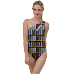 Books On A Shelf To One Side Swimsuit by TetiBright