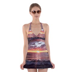 Tropical Sunset Halter Dress Swimsuit  by StarvingArtisan