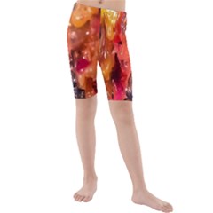 Multicolored Melted Wax Texture Kids  Mid Length Swim Shorts by dflcprintsclothing
