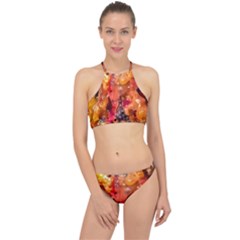 Multicolored Melted Wax Texture Racer Front Bikini Set by dflcprintsclothing
