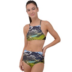 Aerial View Of Mountain And Body Of Water High Waist Tankini Set by danenraven