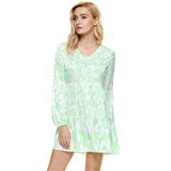 Clean Ornament Tribal Flowers  Tiered Long Sleeve Mini Dress by ConteMonfrey