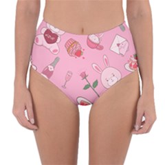 Valentine Pattern Reversible High-waist Bikini Bottoms by designsbymallika