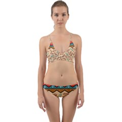 Ethnic-tribal-pattern-background Wrap Around Bikini Set by Vaneshart