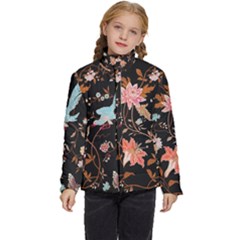 Vintage Floral Pattern Kids  Puffer Bubble Jacket Coat by Valentinaart