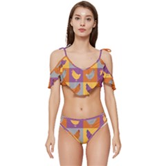 Chickens Pixel Pattern - Version 1a Ruffle Edge Tie Up Bikini Set	 by wagnerps