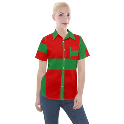 Bornholm Denmark Flag Women s Short Sleeve Pocket Shirt by tony4urban