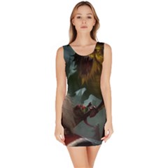 A Santa Claus Standing In Front Of A Dragon Low Bodycon Dress by EmporiumofGoods