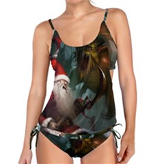 A Santa Claus Standing In Front Of A Dragon Low Tankini Set by EmporiumofGoods
