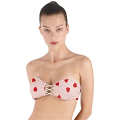 Valentine Day Pattern Logo Heart Twist Bandeau Bikini Top by artworkshop