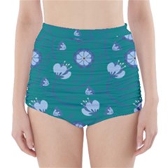 Floral-seamless-pattern High-waisted Bikini Bottoms by zappwaits