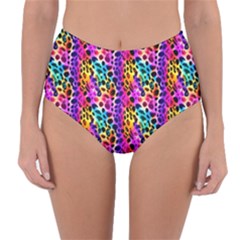 Rainbow Leopard Reversible High-waist Bikini Bottoms by DinkovaArt