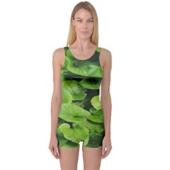 Layered Plant Leaves Iphone Wallpaper One Piece Boyleg Swimsuit by artworkshop