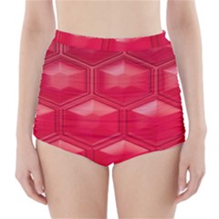 Red Textured Wall High-waisted Bikini Bottoms by artworkshop