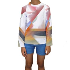 Abstract T- Shirt Pink Colorful Abstract Minimalism T- Shirt Kids  Long Sleeve Swimwear by maxcute
