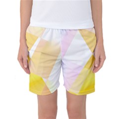 Abstract T- Shirt Yellow Chess Cell Abstract Pattern T- Shirt Women s Basketball Shorts