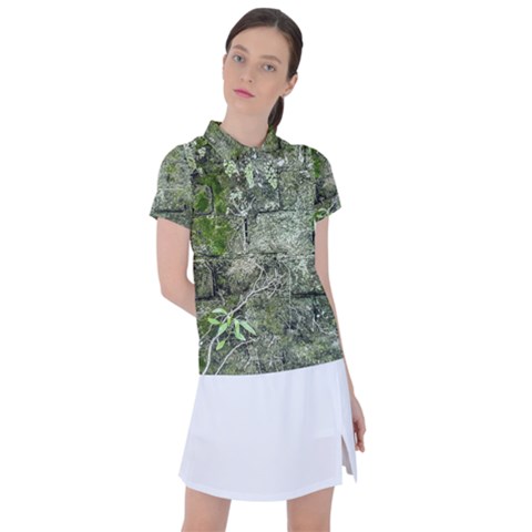 Old Stone Exterior Wall With Moss Women s Polo Tee by dflcprintsclothing