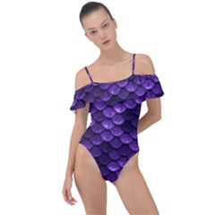 Purple Scales! Frill Detail One Piece Swimsuit by fructosebat