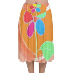 Flowers T- Shirtflowers And Sun T- Shirt Velvet Flared Midi Skirt by maxcute