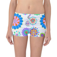 Hippie T- Shirt Psychedelic Floral Power Pattern T- Shirt Reversible Boyleg Bikini Bottoms by maxcute
