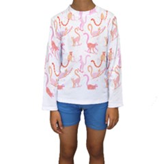 Lemur T- Shirt Lemur Pattern T- Shirt Kids  Long Sleeve Swimwear
