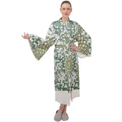 Mandala T- Shirt Green Mandala Lotus Flower Of Life Sacred Geometry Pattern Print T- Shirt Maxi Velour Kimono by maxcute