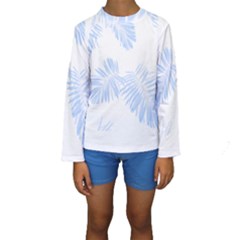 Pattern T- Shirt Pattern Indigo Blue With Palm Leaves Monstera On Dark Summer Tropical T- Shirt Kids  Long Sleeve Swimwear by maxcute