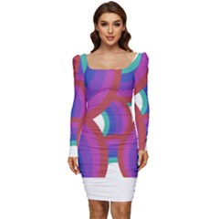 Rainbow T- Shirt Psychedelic Rainbow T- Shirt Women Long Sleeve Ruched Stretch Jersey Dress by maxcute