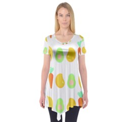 Seamless Pattern Fruits And Vegetables T- Shirt Seamless Pattern Fruits And Vegetables T- Shirt Short Sleeve Tunic 