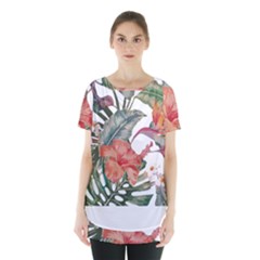 Tropical T- Shirt Tropical Fashion Florealense T- Shirt Skirt Hem Sports Top by maxcute