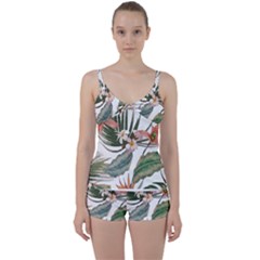Tropical T- Shirt Tropical Pattern Quiniflore T- Shirt Tie Front Two Piece Tankini by maxcute