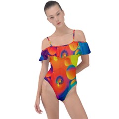 Colorfull Pattern Frill Detail One Piece Swimsuit by artworkshop