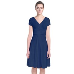Sapphire Elegance Short Sleeve Front Wrap Dress by HWDesign