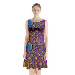 Bubble Color Sleeveless Waist Tie Chiffon Dress by artworkshop