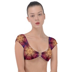 Fractal Abstract Artistic Cap Sleeve Ring Bikini Top by Ravend
