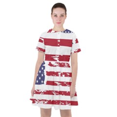 America Unite Stated Red Background Us Flags Sailor Dress by Jancukart