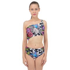 Floral Skeletons Spliced Up Two Piece Swimsuit by GardenOfOphir
