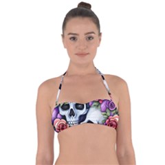 Floral Skeletons Halter Bandeau Bikini Top by GardenOfOphir