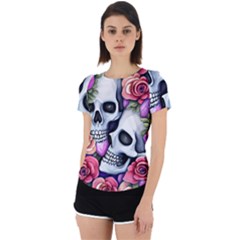 Floral Skeletons Back Cut Out Sport Tee by GardenOfOphir