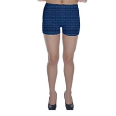 Blue Diamonds Motif Fancy Pattern Design Skinny Shorts by dflcprintsclothing