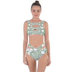 Green Abstract Fractal Background Texture Bandaged Up Bikini Set  by Ravend